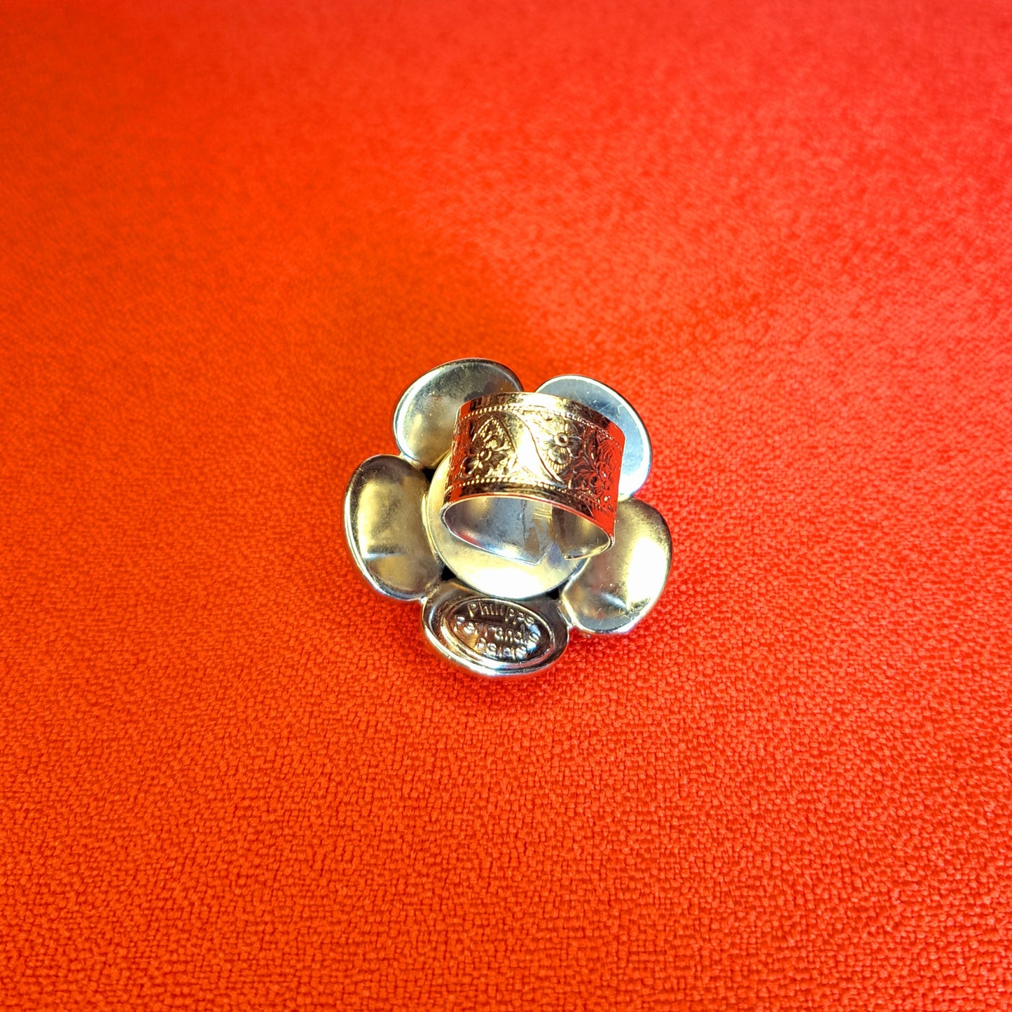 Vintage Bague fleur Camélia Capri de Philippe Ferrandis