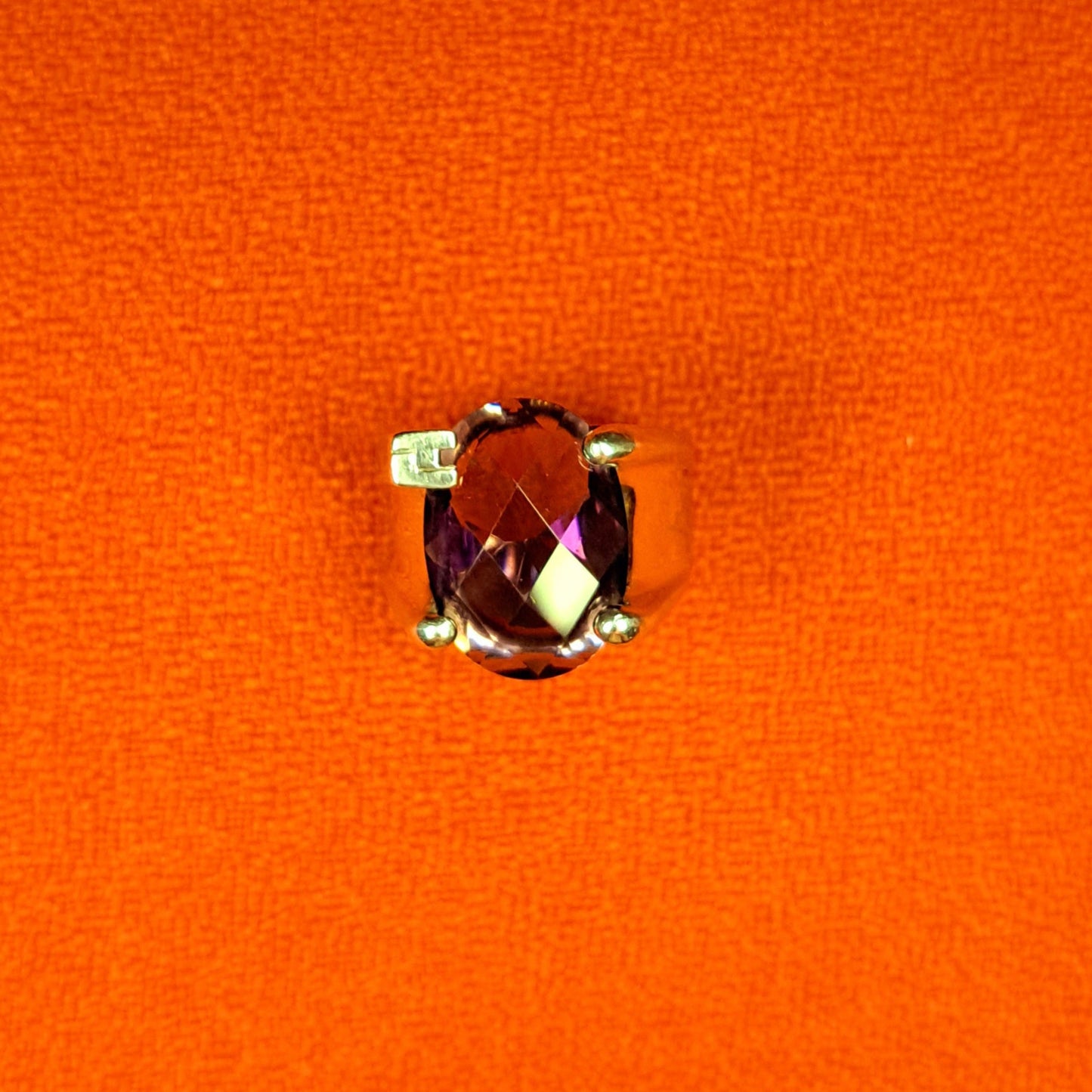 Vintage Bague de créateur argent 935 ornée d'une améthyste ovale