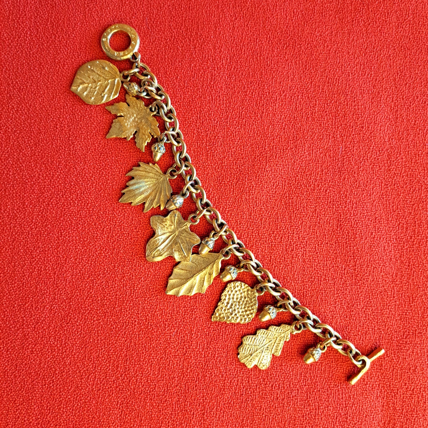 Vintage Bracelet Agatha Doré - Breloques Feuilles & Glands