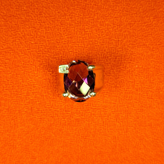 Vintage Bague de créateur argent 935 ornée d'une améthyste ovale